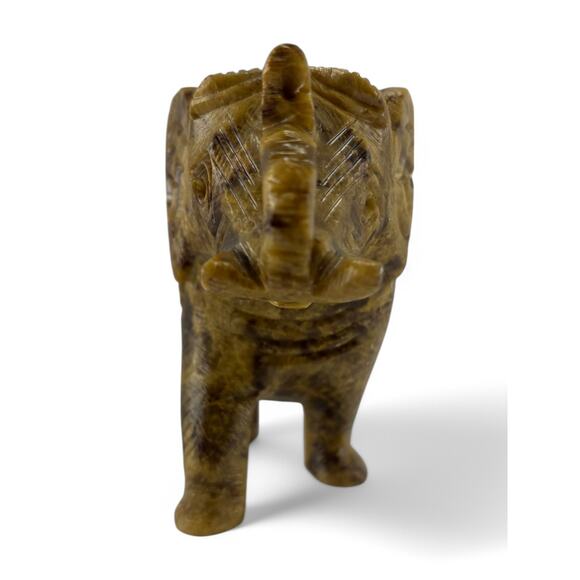 Hand-Carved Soapstone Elephant Figurine with Intricate Inner Baby Elephant - Picture 6 of 10